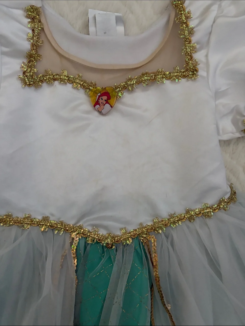 Little Mermaid White and Teal Princess Dress Kids Costume